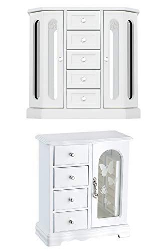 Solid Wooden Jewelry Box Organizer Storage for Makeup with Drawers /White
