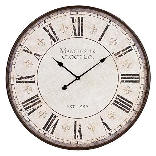 Large Round Wall Clock/ Brown