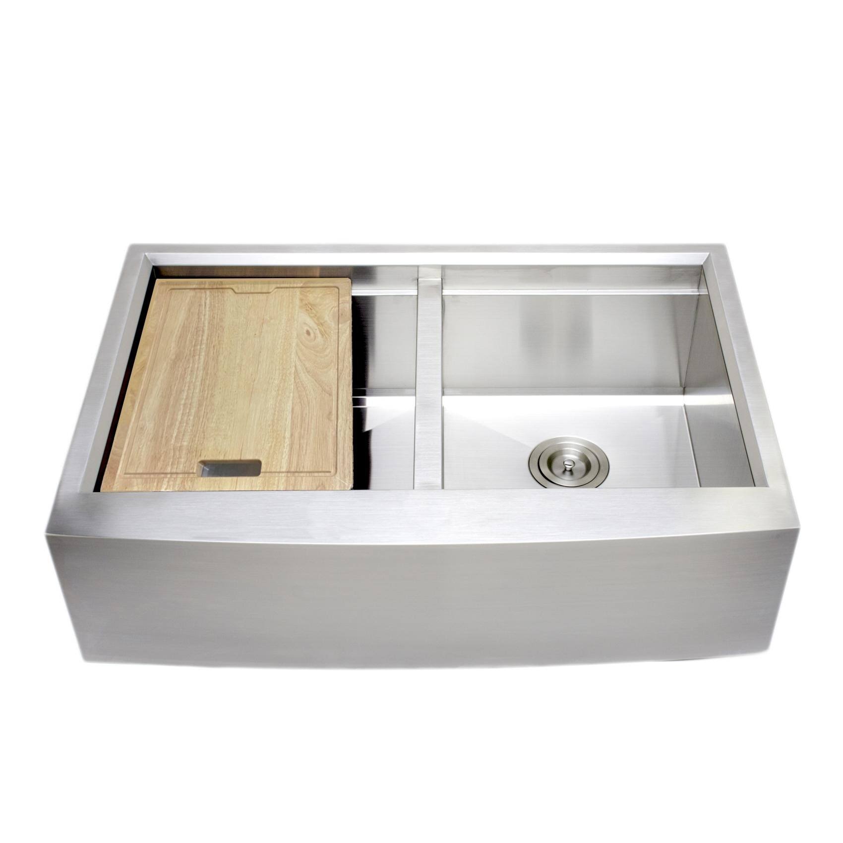 Wells Sinkware 3D Series 33-inch Equal Double Apron Stainless Steel Kitchen Sink w/ Companion Colander and Cutting Board
