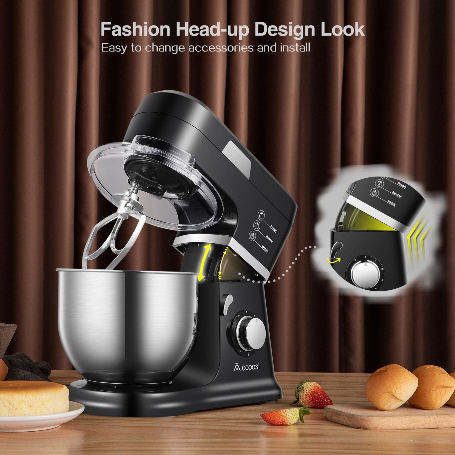 Aobosi Stand Mixer Cream Egg Whisk Blender 5L Cake Dough Bread Mixer Maker Machine