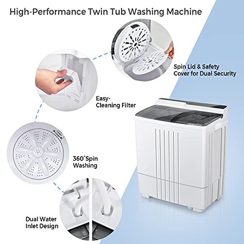 Combo, 21Lbs (14.4Lbs Washing and 6.6Lbs Spinning), Compact Mini Laundry
