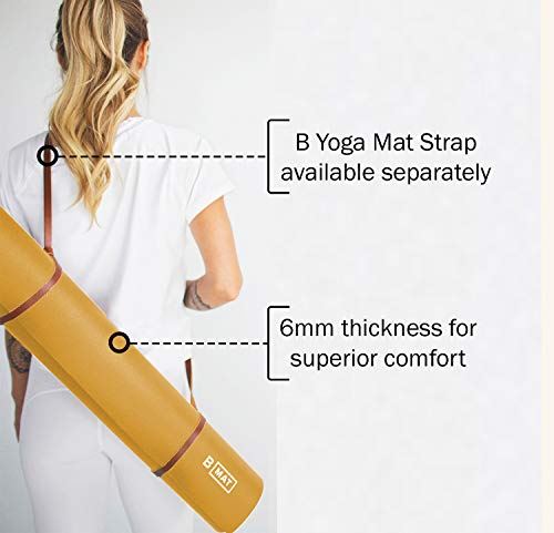 B YOGA B Mat Strong 6mm Thick Yoga Mat, 100% Rubber, Sticky & Eco-Friendly Exercise Mat, Non-Slip- Saffron