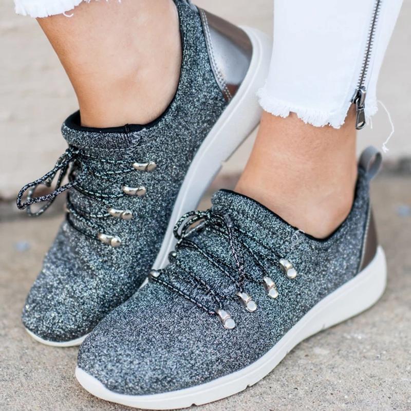 Sportive Casual Lace-Up Round Toes Sneakers