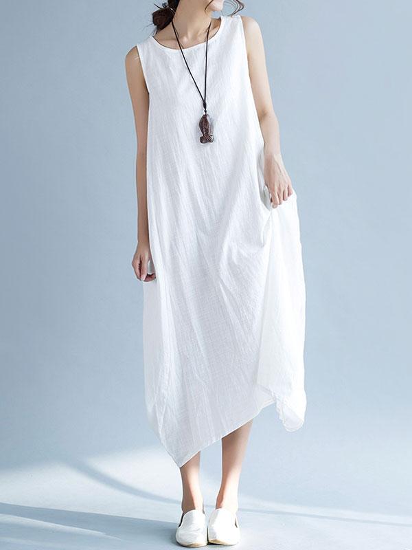 Plus Size Sleeveless Linen Maxi Dress