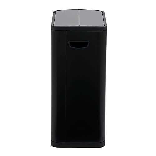 Matte Black Slim Kitchen Trash Can 30L with Butterfly Lid