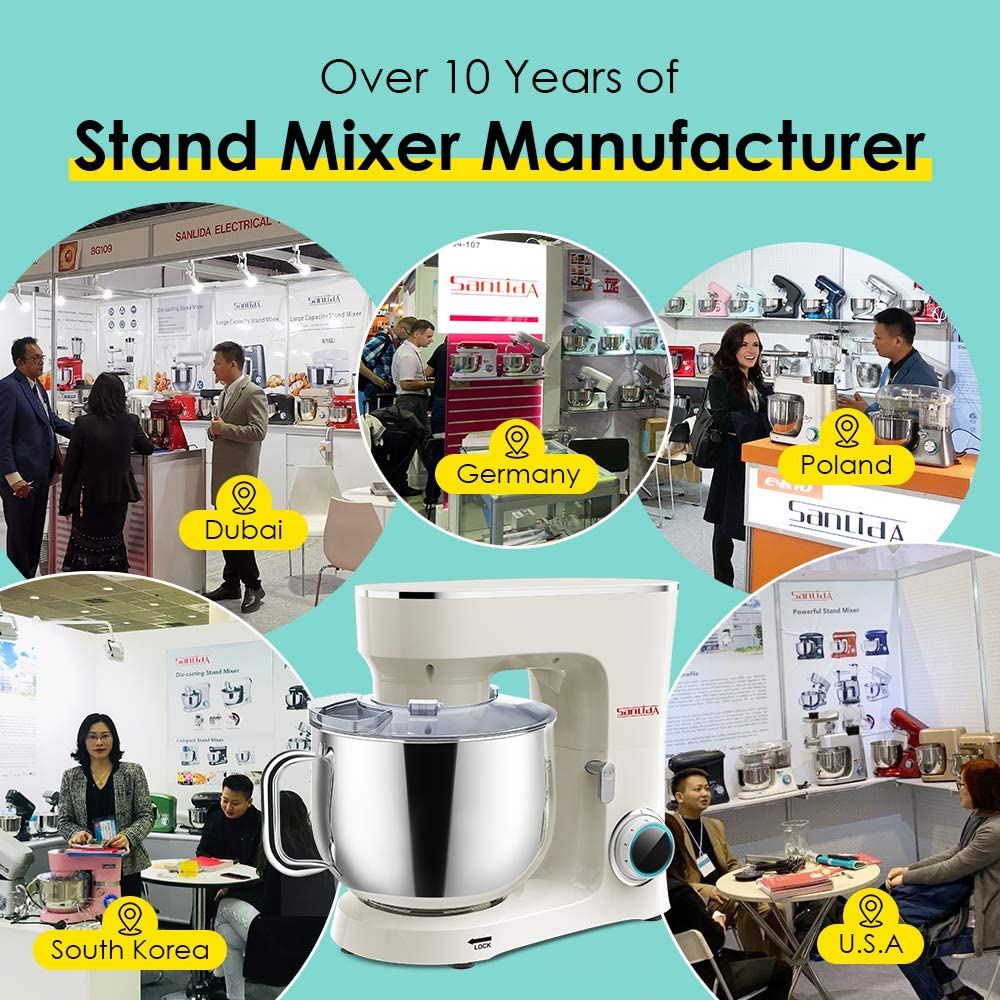 SanLidA Stand Mixer, 9.5 Qt. Electric Kitchen Mixer with Dishwasher, 9.5 QT / 9.5 QT / Cream White
