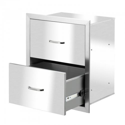 18′′x 20′′ Stainless Steel Built-in Barbecue Outdoor Kitchen Double Drawer Unit