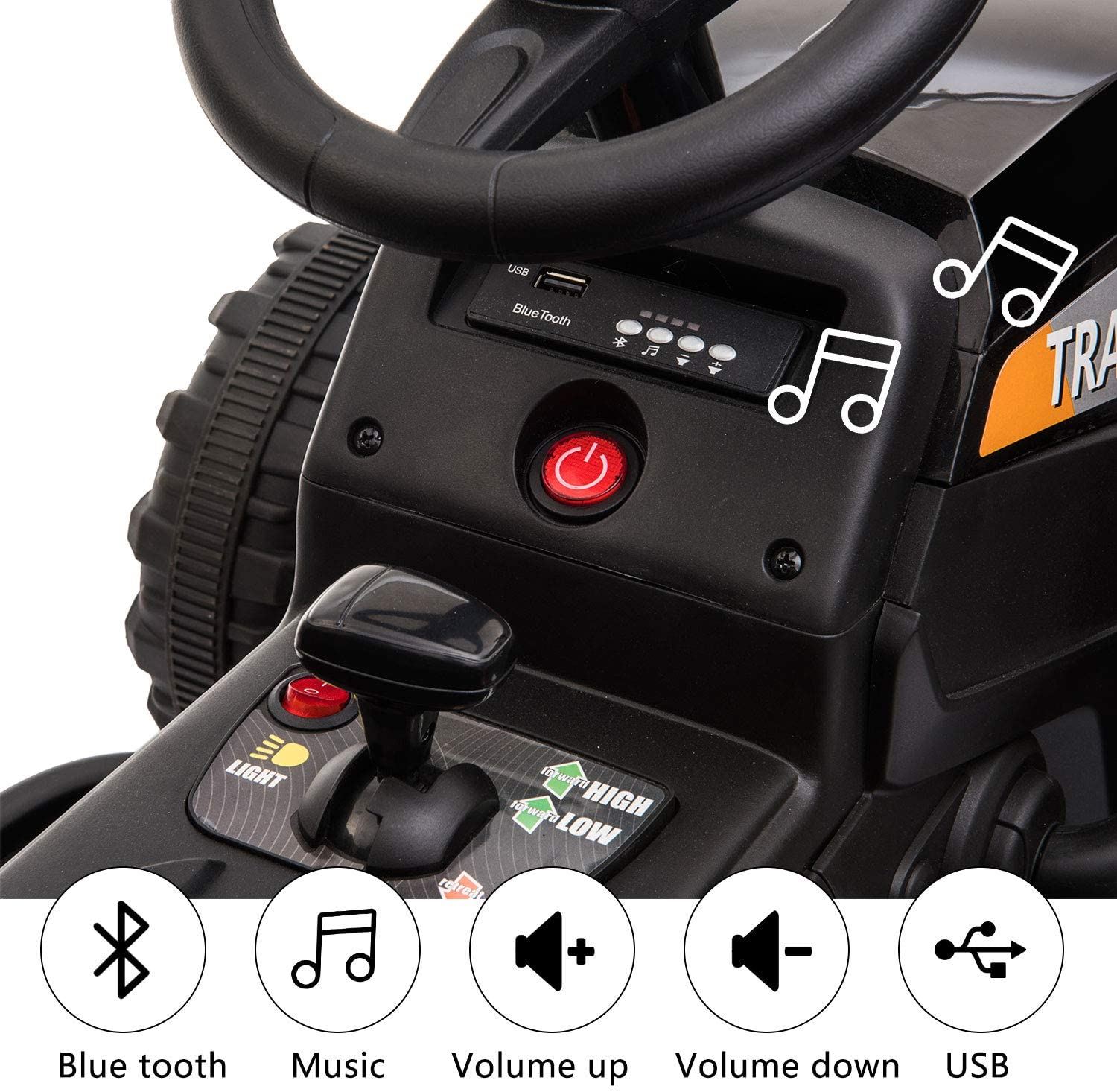 3-Gear-Shift Ground Loader Ride On with LED Lights and