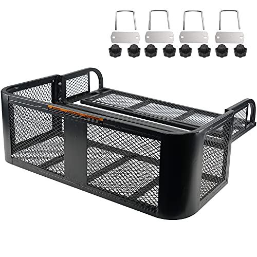 ATV Rear Drop Basket Rack w/ Steel Mesh Surface for Motorcycle & ATV 41′′ x 14′′x 13′′