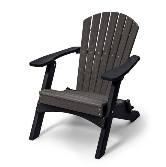 Perfect Choice Outdoor Furniture Classic Folding Adirondack Chair, Coastal Gray on Black