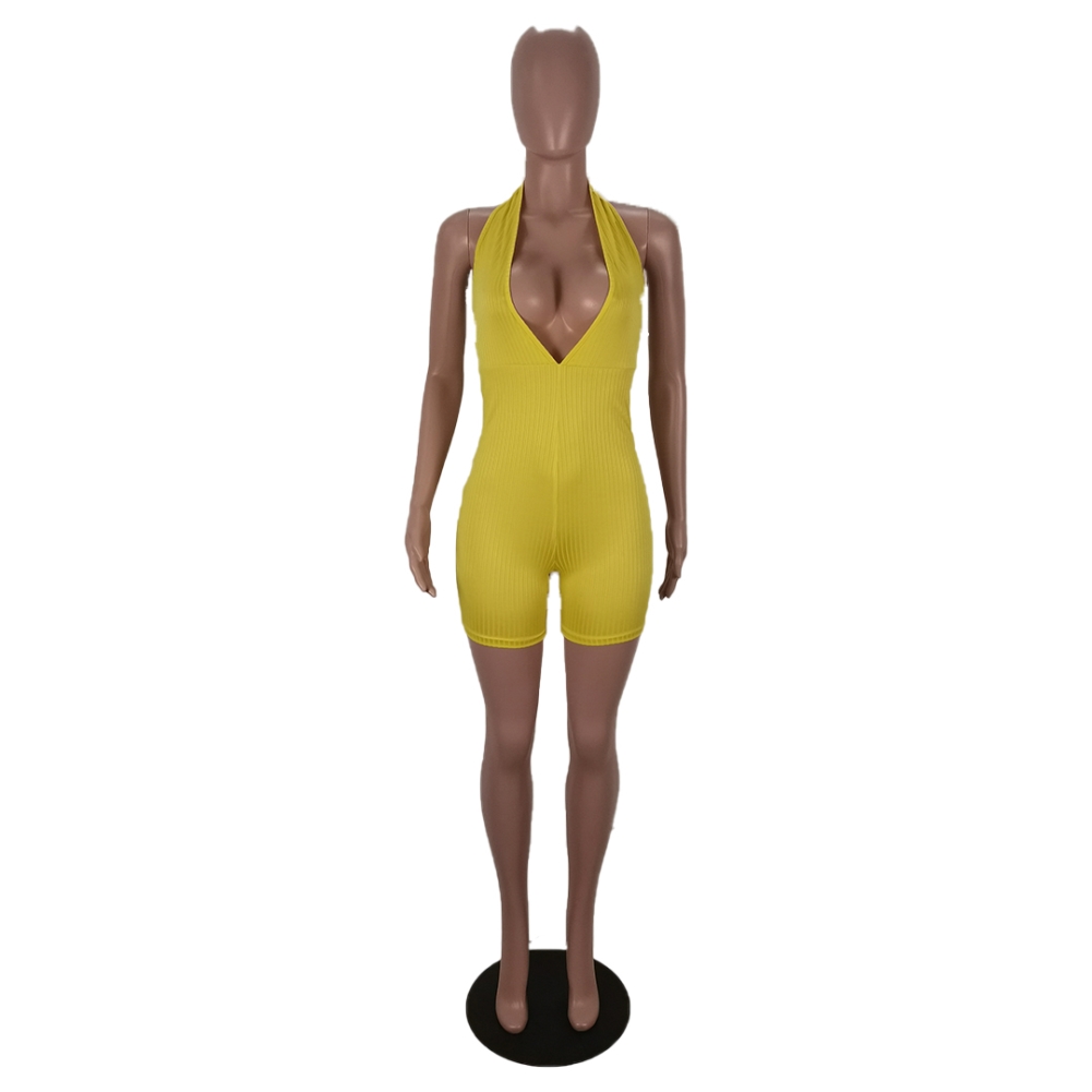 Sexy Low Back Bodycon Halter Rompers