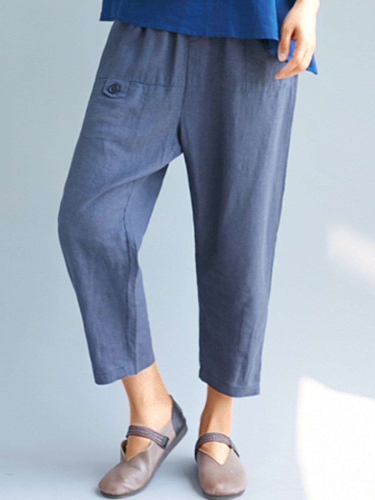 Plus Size Women Plain Casual Pants