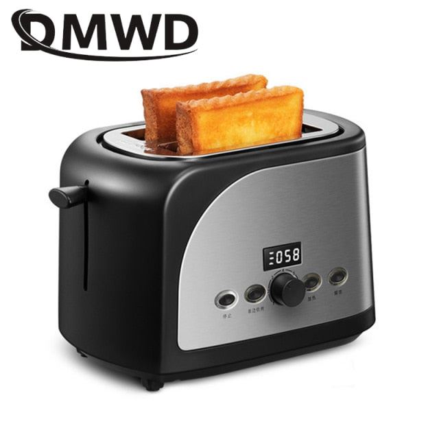 Stainless Steel Bread Maker Timer Electric Toaster Sandwich Toast Oven Grill 2 Slices Slot