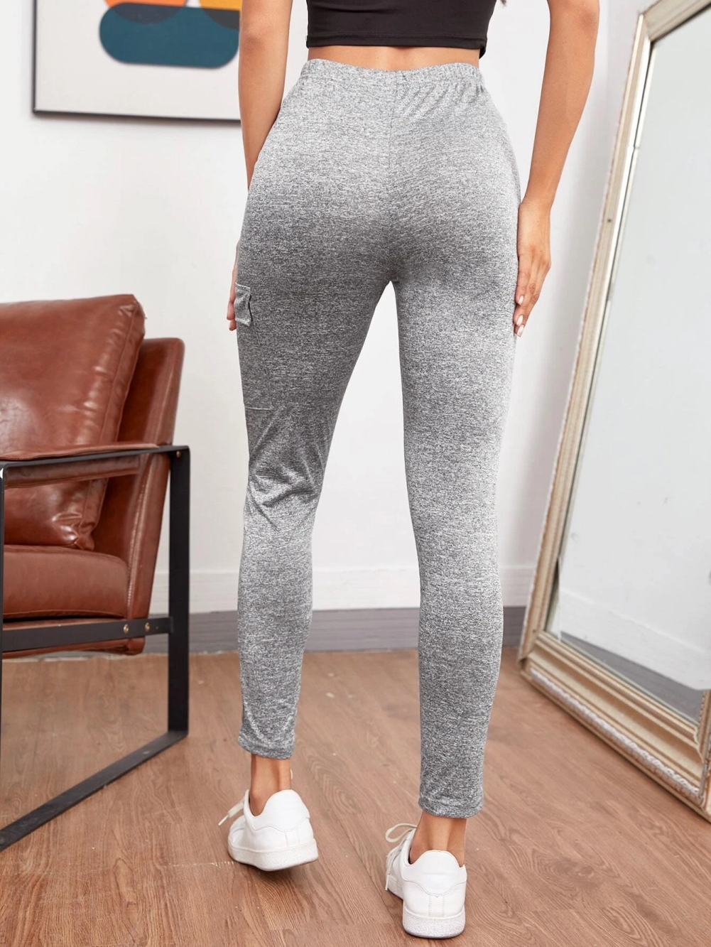 Gray High Waist Pocket Jogging Pants