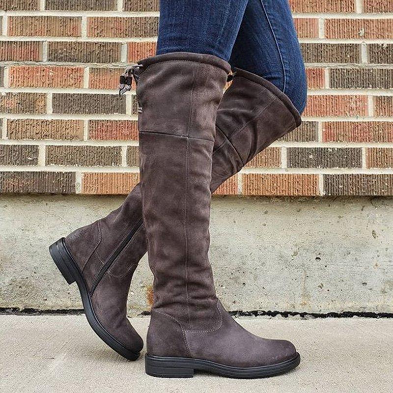 Women's round head zipper boots