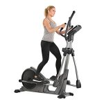 Sunny Health & Fitness Magnetic Elliptical Trainer Machine w/Device Holder, Programmable & Heart Rate Monitoring- Gray