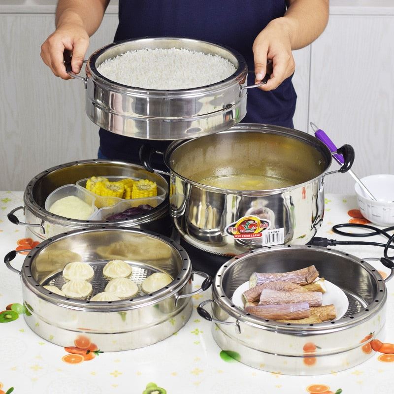 Electric Steamer Multi-layer Automatic Power-off Large Capacity Stainless Steel Steamer Food Warmer Steamer