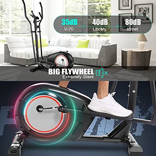 FUNMILY Elliptical Machine �C 8 Level Magnetic Resistance, APP Connect, Multi-Function- Black
