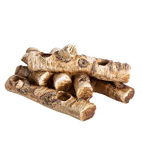 Plow & Hearth Faux Wood Resin Logs Tea Lights Candle Holder
