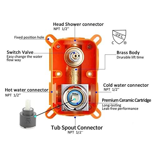 Black Shower Faucet GGStudy Bathroom Luxury Rain Mixer Shower Combo Set