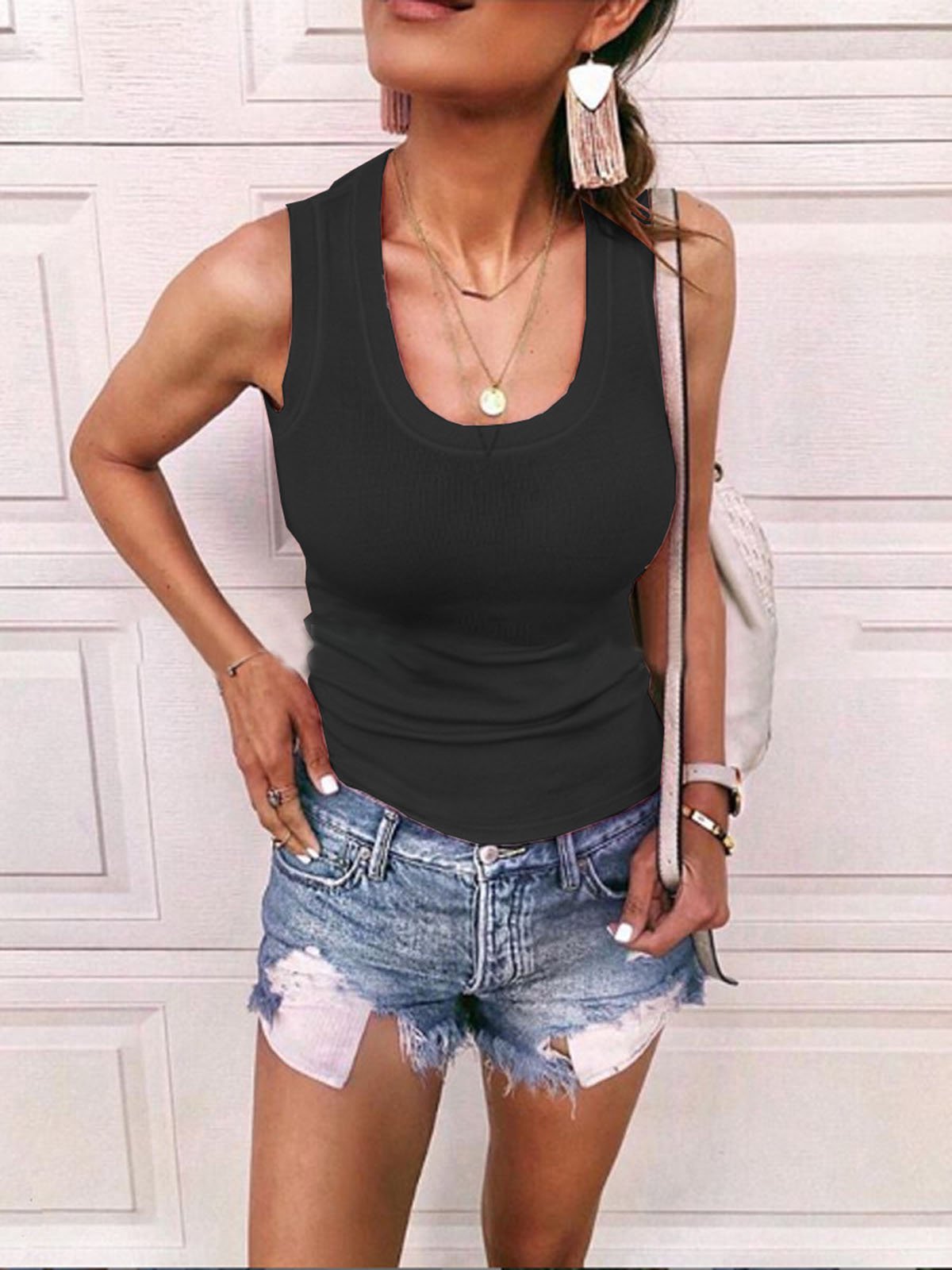 European and American summer casual sexy sleeveless skinny top