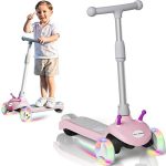3 Wheel Electric Scooter for Toddlers Girls Boys, 3 Adjustable Height