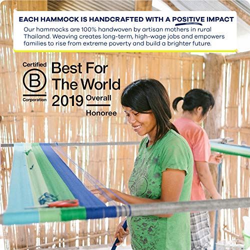 Handwoven Hanging Chair Hammock Swing, Eco-Luxe Weathersafe Hammocks by Yellow Leaf Hammocks, ��Vineyard Haven�� Hammock, Navy Blue & White, Fits 1 Person (330 lbs)