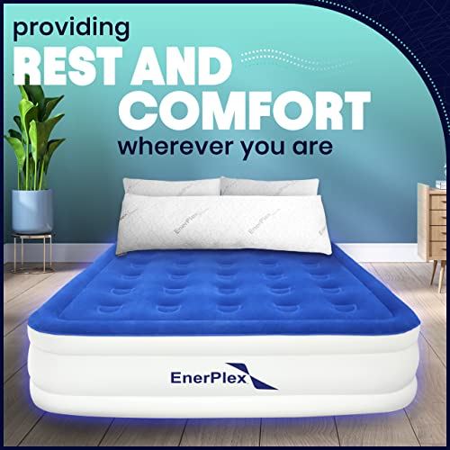 EnerPlex 13 Inch Double Height Inflatable Mattress with Built-in Dual Pump  /Queen