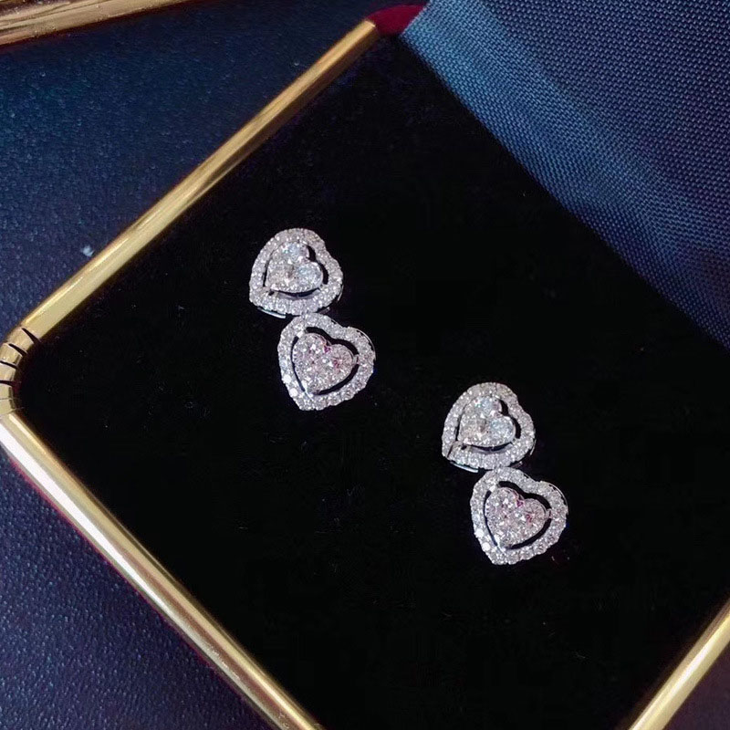 Conjunto sencillos de plata con diamantes para mujer11