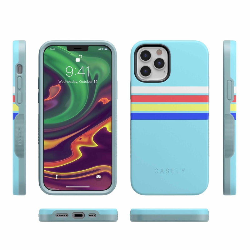 Teal Rainbow Stripes Color Block Case