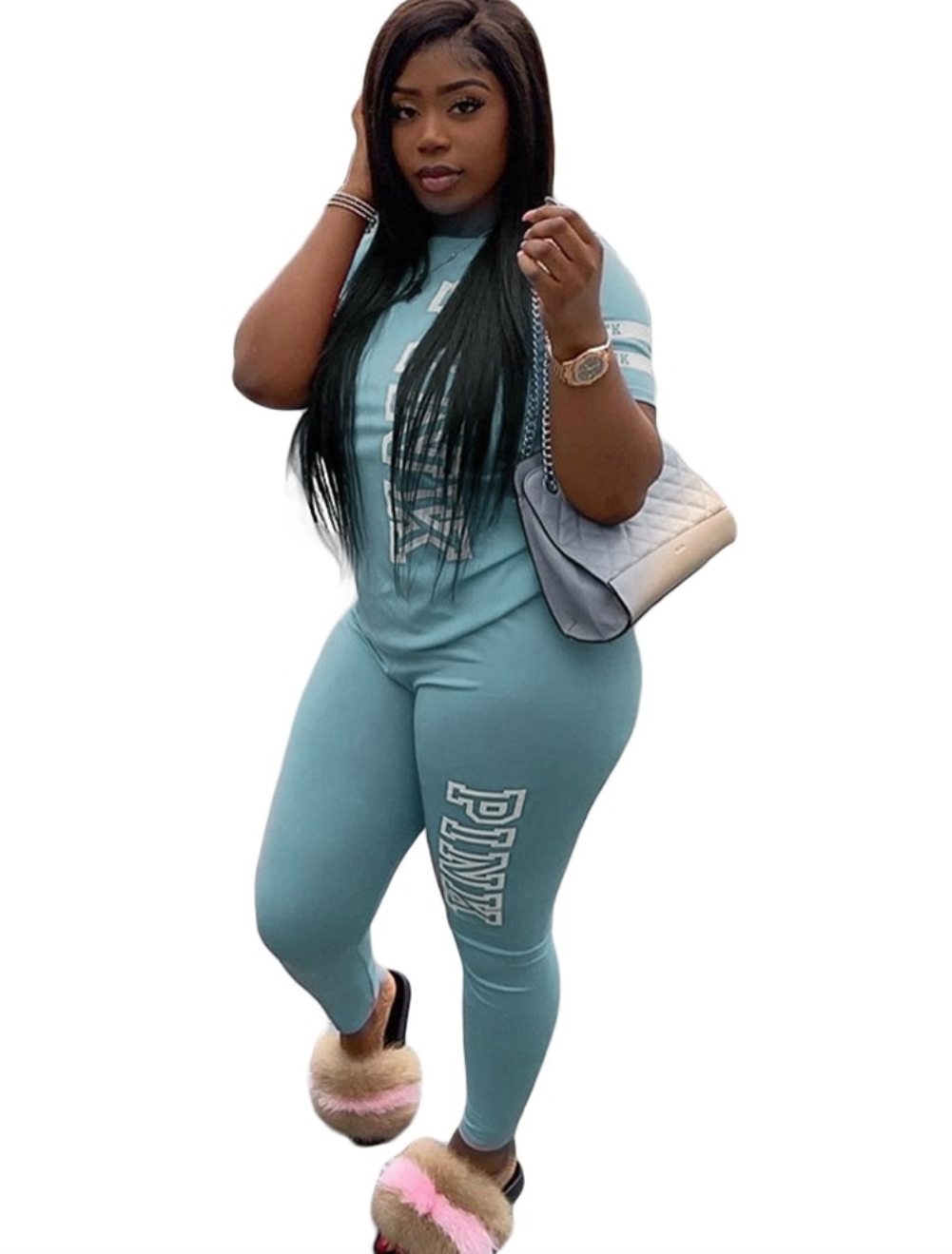 Summer Print Two Piece Jogger Pants Set