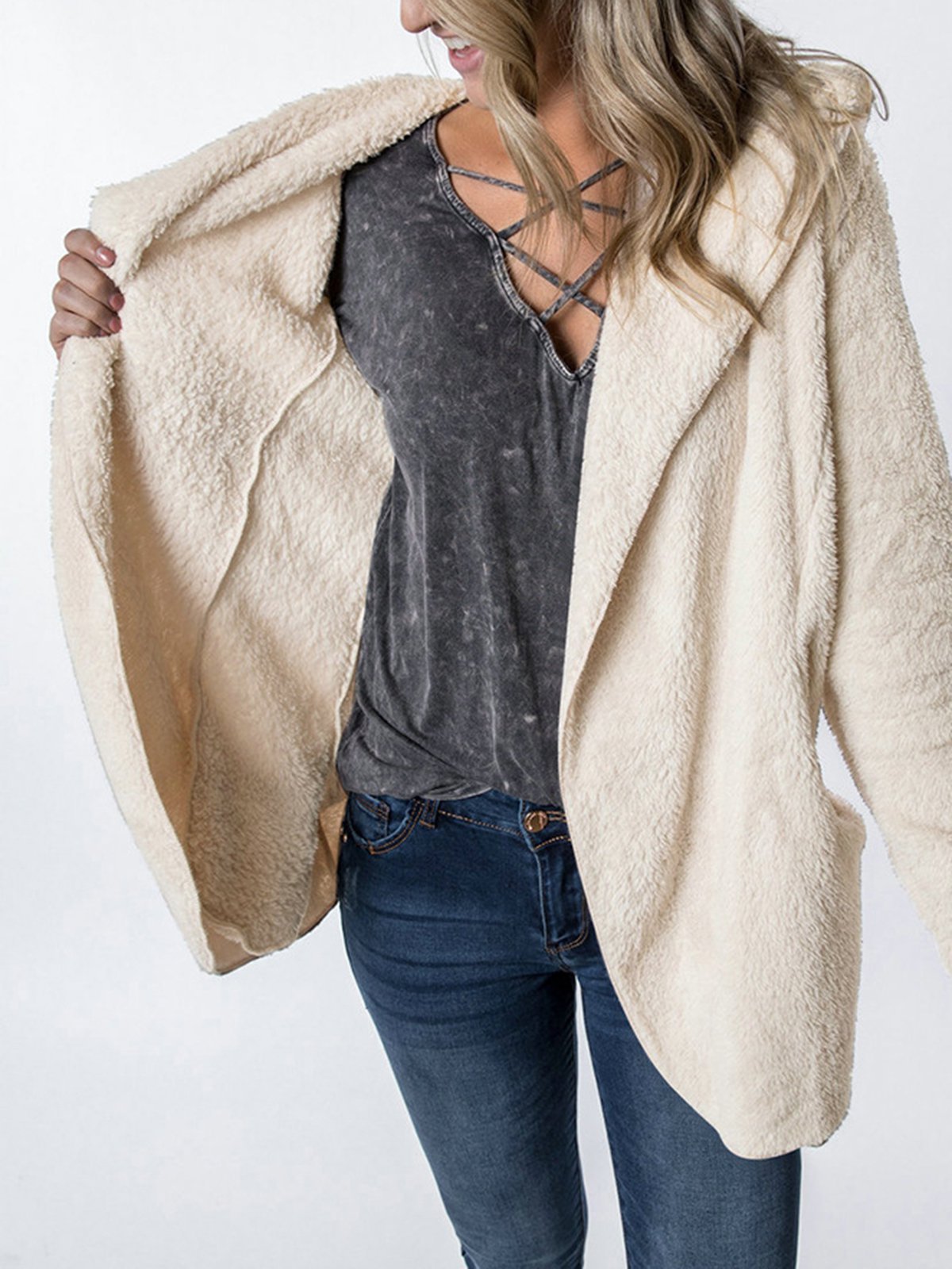 Paneled Long Sleeve Hoodie Casual Cardigans