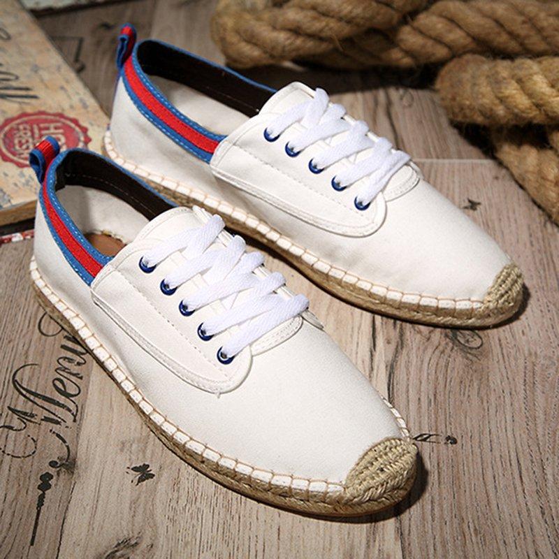 Canvas Lace-up Flat Shoes