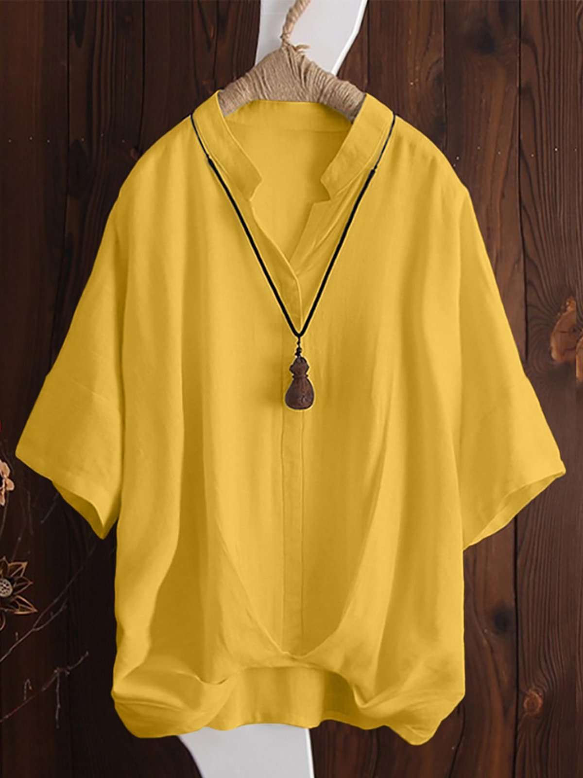 Solid Cotton-Blend Shirts & Tops