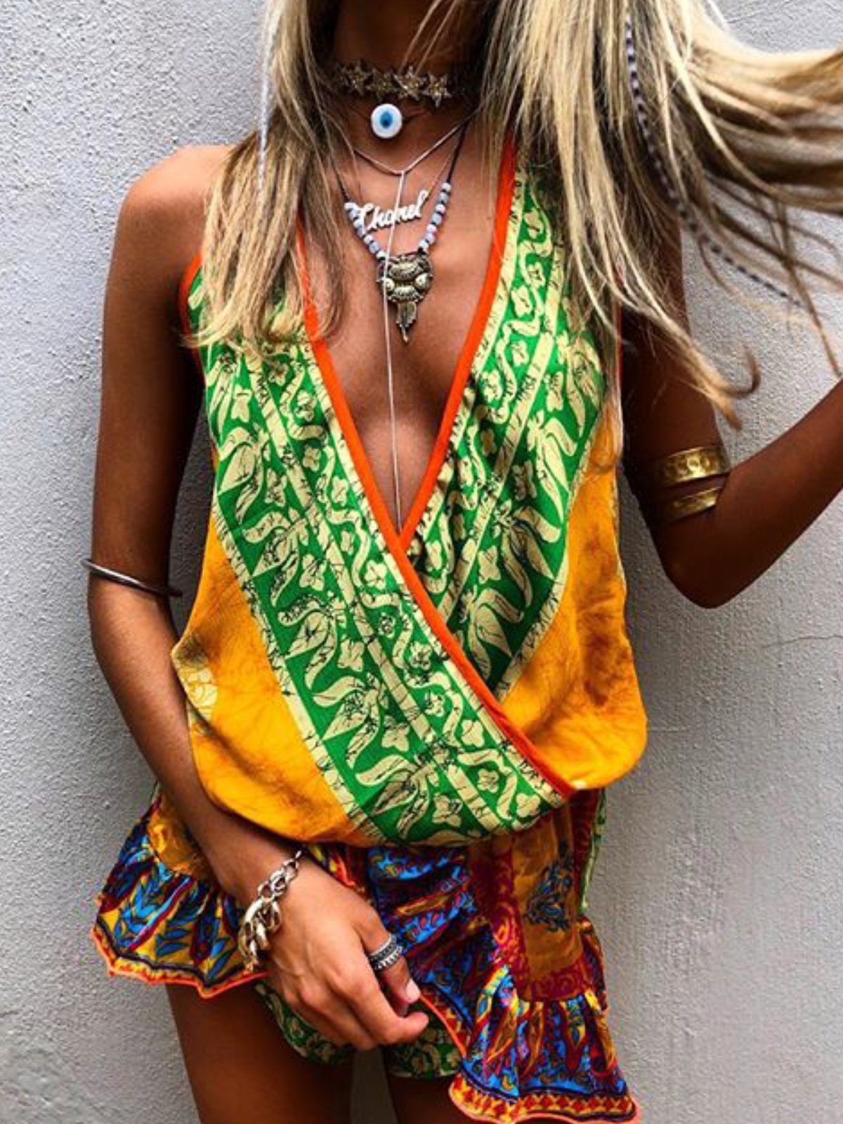 Boho Multicolor Printed Casual Jumpsuit