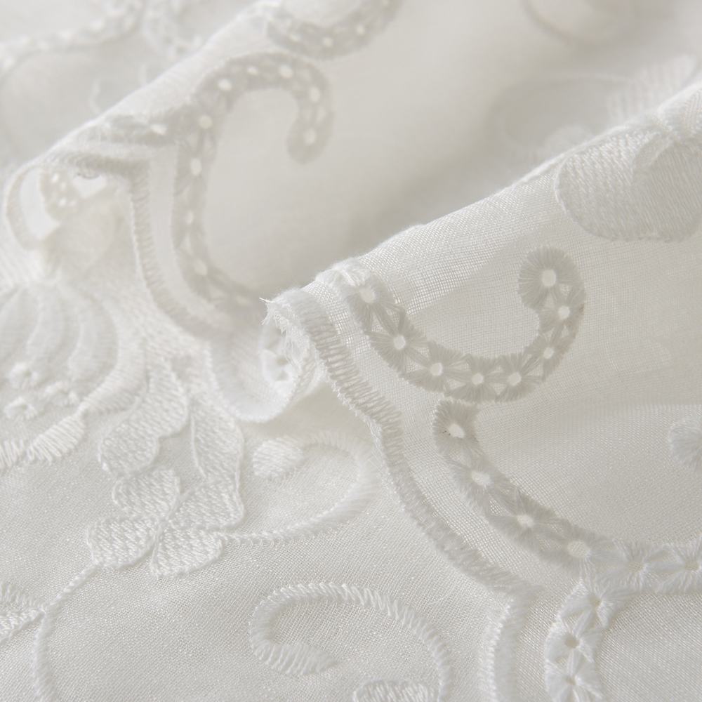 Premium Embroidery Grommet White Sheer Curtain ISLA