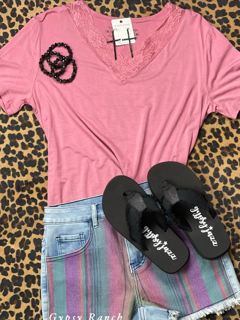 V Neck Short Sleeve Cotton-Blend Vintage Shirts & Tops