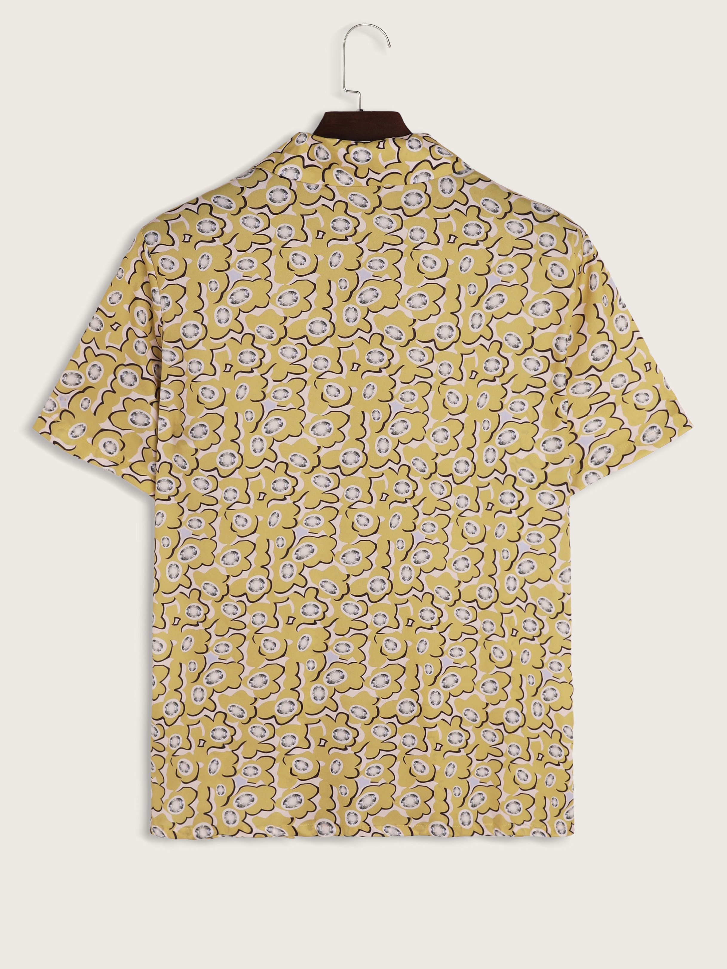 Men's Floral Diamond Graphic Button Blouse