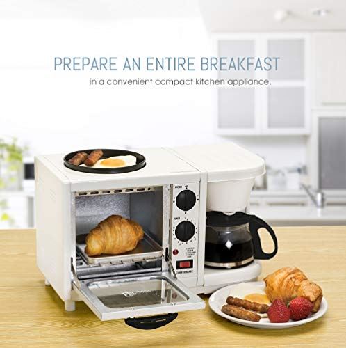 Maxi-Matic 3-in-1 Breakfast Station Toaster Oven with Timer, Medium