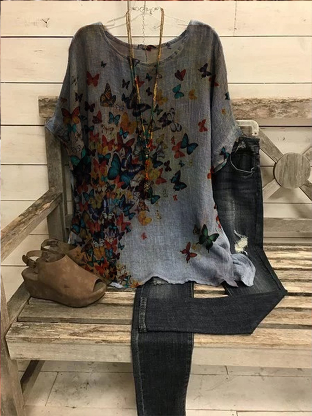 Plus Size Crew Neck Short Sleeve Shirts & Tops