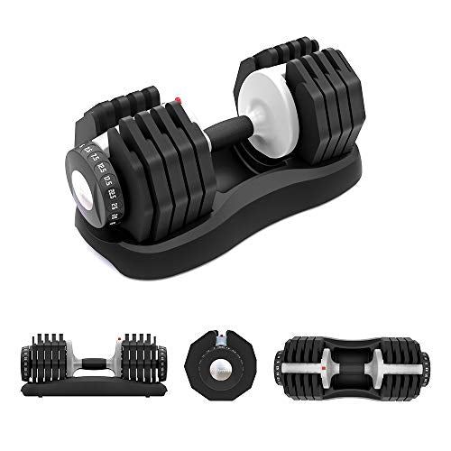 Ativafit Adjustable Dumbbell Fitness Dial Dumbbell with Handle and Weight Plate ( Black & Silver)