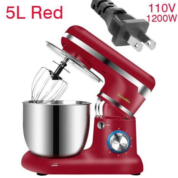 Stand Mixer Stainless Steel Bowl 6-speed Kitchen Food Blender Cream Egg Whisk Cake Dough Kneader
