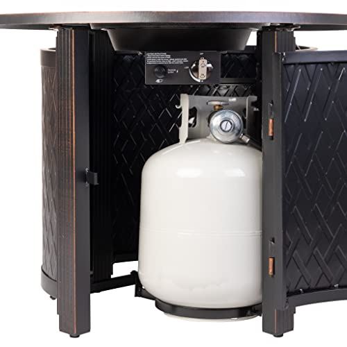 Fire Sense 62988 Wagner Aluminum Round LPG Fire 25000 BTU Pit Table �C Antique Bronze Finish