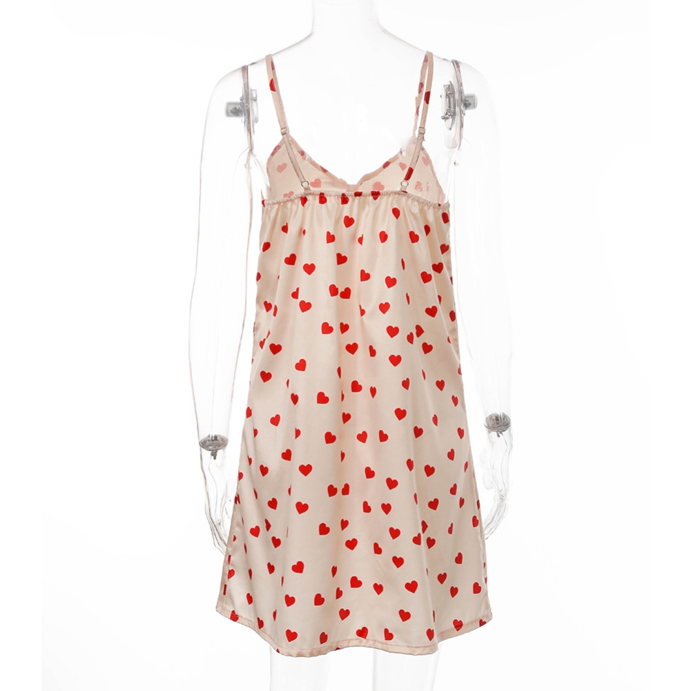 Sexy Heart Print Strap Sleeping Dress