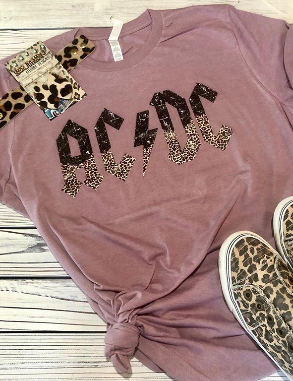 AC/DC Leopard Vintage Orchid Tee
