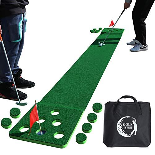 Golf Putting Green Game Set, Golf Putting Game Mat, 4 Golf Balls, 1 Portable Carrying Bag, 12 Hole Covers,Green Color