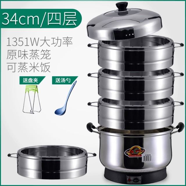 Electric Steamer Multi-layer Automatic Power-off Large Capacity Stainless Steel Steamer Food Warmer Steamer
