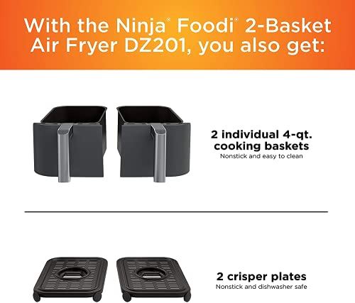 6-in-1 2-Basket Air Fryer with Dual Zone Technology, 8-Quart Capacity