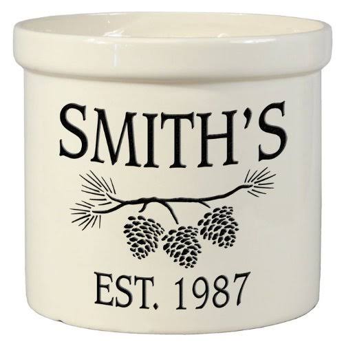 Whitehall 2550BK Personalized Pine Bough Established 2 Gallon Crock