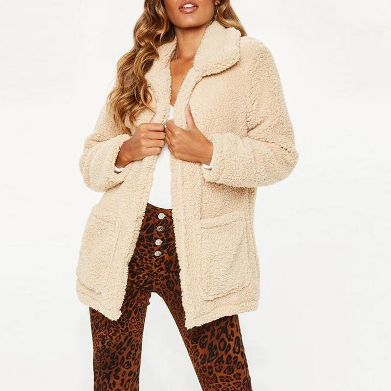 Lapel Long Sleeve Pocket Polar Fleece Fashion Jackets